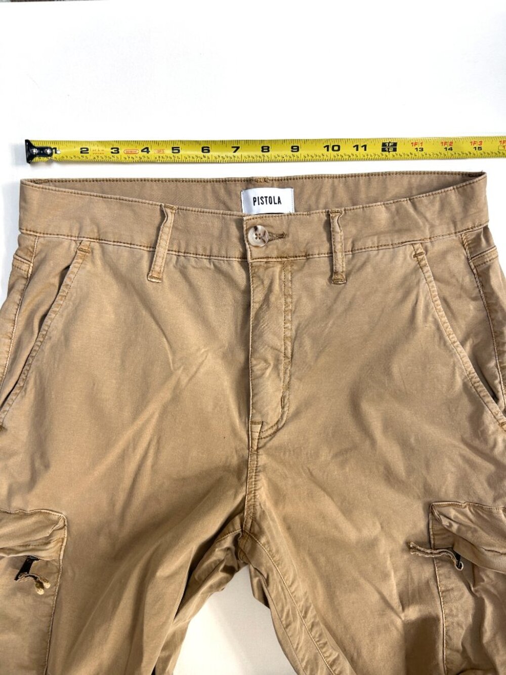 Pistola Bobbie Utility Cargo Pants Size 27 Tan Khaki Wide Leg Multi Pocket Y2K - Picture 5 of 8